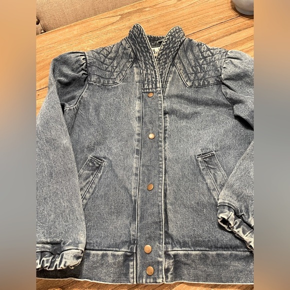 Vintage The Jack Set Blue Wash Snap Button Pocket Denim Jean Jacket Size L 80s - Picture 12 of 13